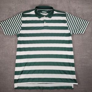 Tabasco Sport Striped Polo Shirt Short Sleeve Dry‎ Fit Golf Casual Size Large